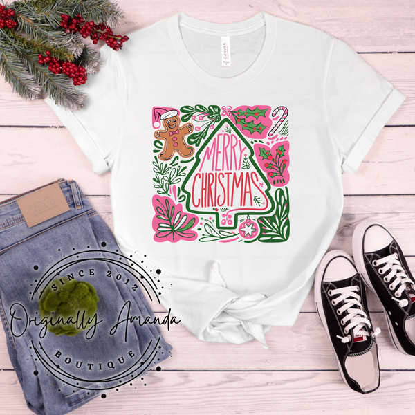 Merry Christmas Doodle Tee