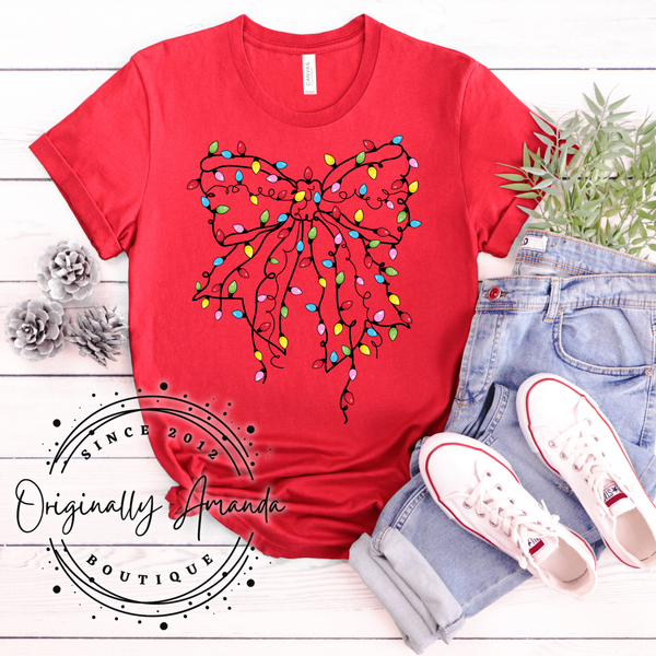 Christmas Light Bow Tee