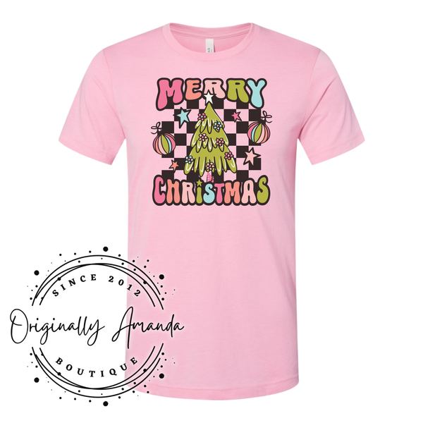 Merry Christmas Checkered Tee