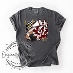 Maroon and While Pompom Tee