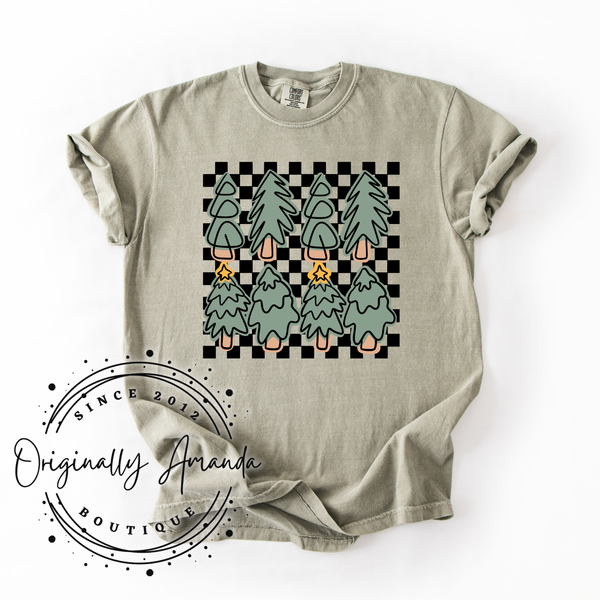 Checkered Christmas Tree Tee