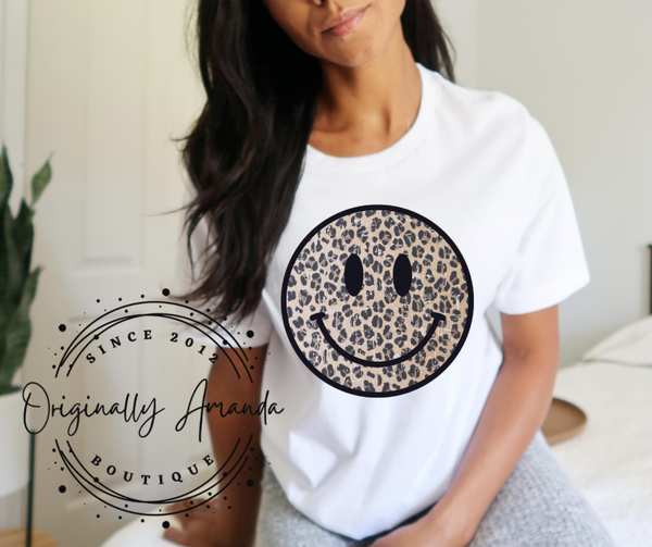 Leopard Happy Face Tee