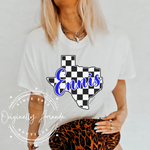 Checkered Ennis, TX tee - Blue