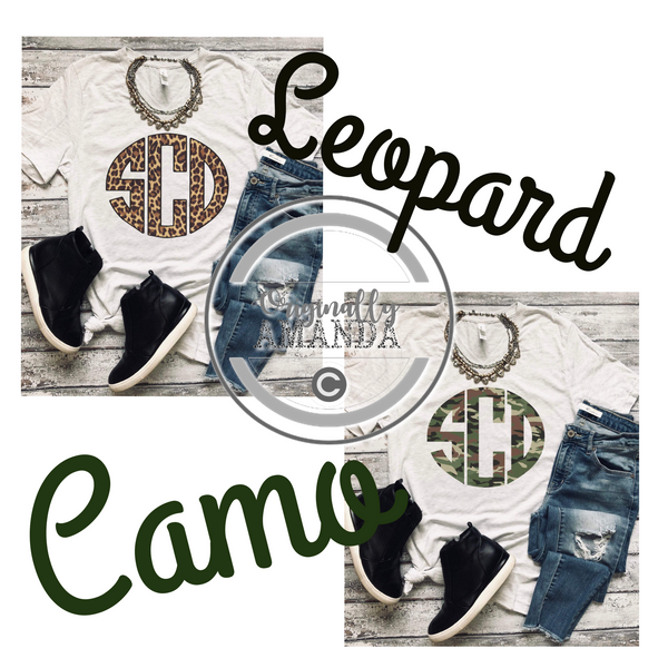 Leopard & Camo Monogram Tees